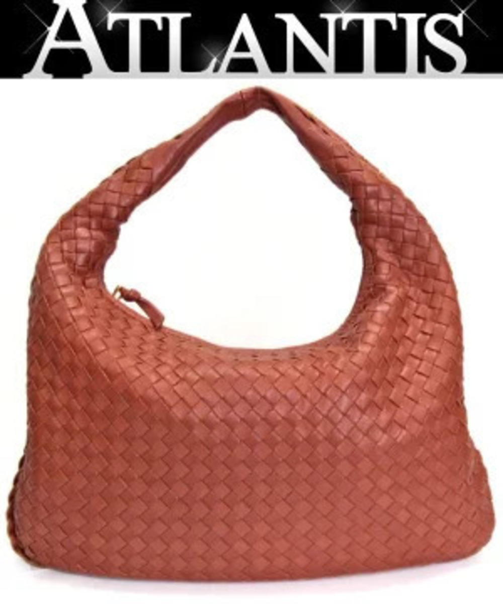 BOTTEGA VENETA Intrecciato Hobo Handbag Leather Reddish Brown
